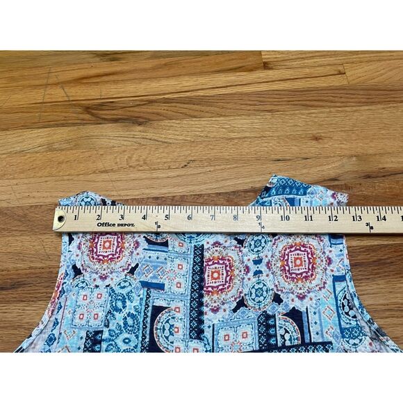 J. Jill Love Linen Women's S Blue Tank Top Medallion Print Wide Strap Minimalist - Picture 6 of 8